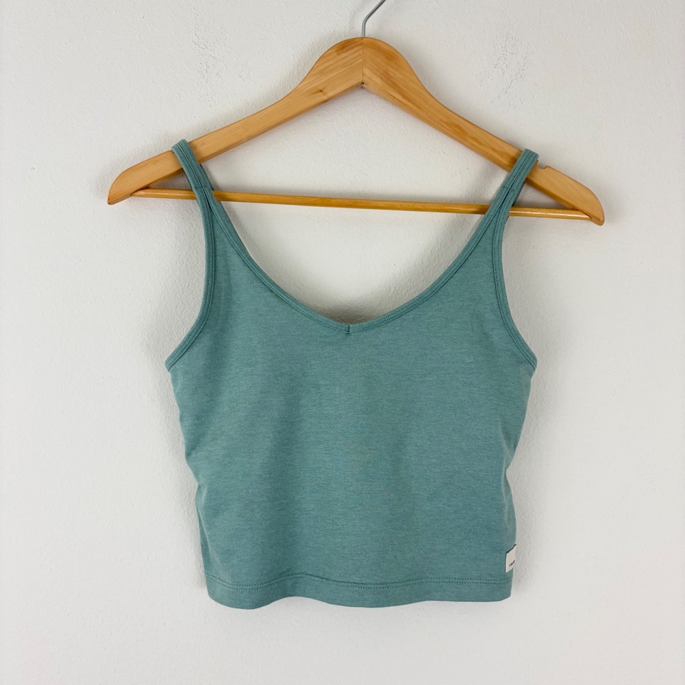 Vuori Halo Performance Bra Tank Teal Green Heathered Crop Top VW1005 Small